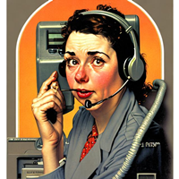 telephone operator on style of norman rockwell