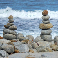 calm stone tower by the surf
