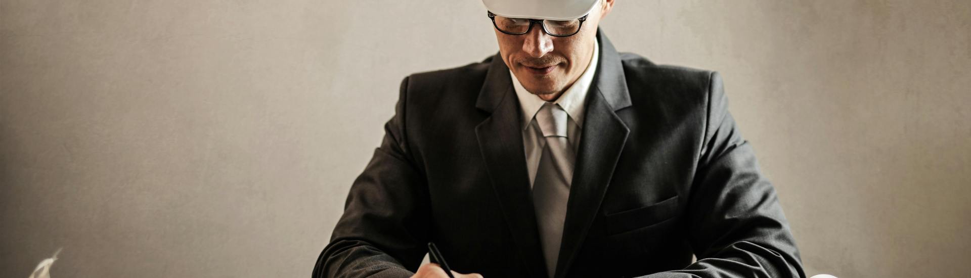 Engineer with hard hat