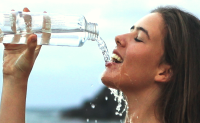 Swimmer staying hydrated